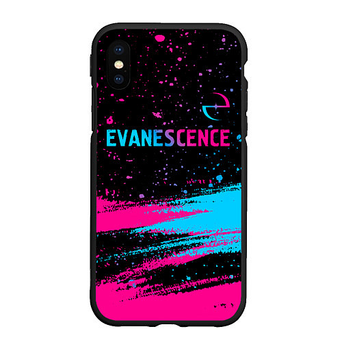 Чехол iPhone XS Max матовый Evanescence - neon gradient: символ сверху / 3D-Черный – фото 1