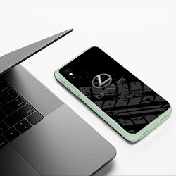 Чехол iPhone XS Max матовый Lexus - След шины, цвет: 3D-салатовый — фото 2