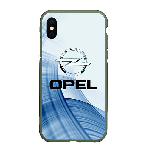 Чехол iPhone XS Max матовый Opel - logo / 3D-Темно-зеленый – фото 1