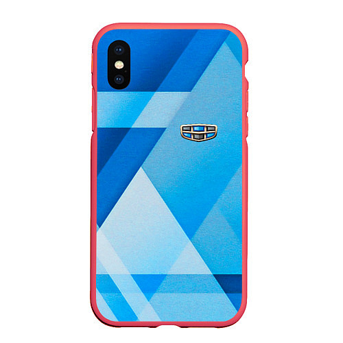 Чехол iPhone XS Max матовый Geely - абстракция треугольники / 3D-Красный – фото 1