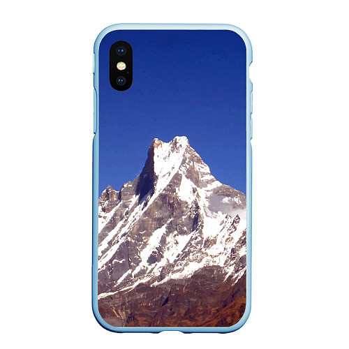 Чехол iPhone XS Max матовый Мачапучаре, священная гора - дом бога Шивы, закрыт / 3D-Голубой – фото 1