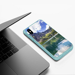 Чехол iPhone XS Max матовый Прозрачное горное озеро, цвет: 3D-мятный — фото 2