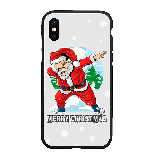 Чехол iPhone XS Max матовый Dab Santa Merry Christmas / 3D-Черный – фото 1