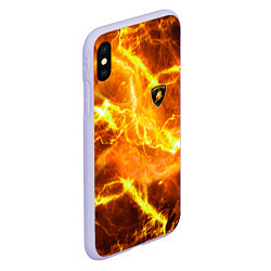 Чехол iPhone XS Max матовый Lamborghini - яркие молнии, цвет: 3D-светло-сиреневый — фото 2