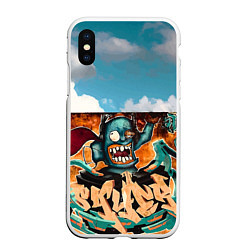 Чехол iPhone XS Max матовый Стена с забойным граффити, цвет: 3D-белый