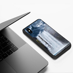 Чехол iPhone XS Max матовый Водопад Скогафосс, цвет: 3D-черный — фото 2