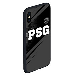 Чехол iPhone XS Max матовый PSG sport на темном фоне: символ сверху, цвет: 3D-черный — фото 2