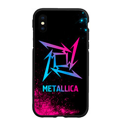 Чехол iPhone XS Max матовый Metallica - neon gradient, цвет: 3D-черный