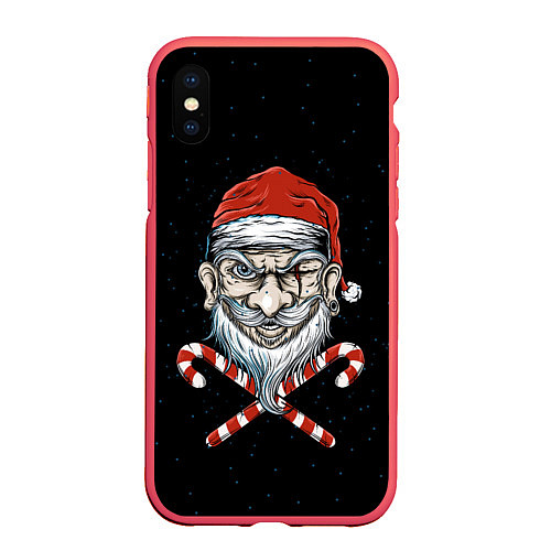 Чехол iPhone XS Max матовый Santa Pirate / 3D-Красный – фото 1