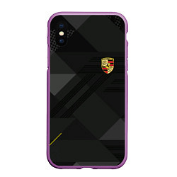Чехол iPhone XS Max матовый Porsche - logo, цвет: 3D-фиолетовый