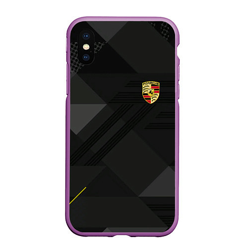 Чехол iPhone XS Max матовый Porsche - logo / 3D-Фиолетовый – фото 1