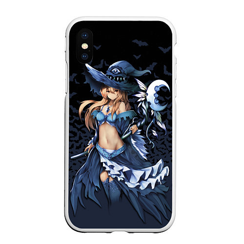 Чехол iPhone XS Max матовый Очаровательная ведьма на Хэллоуин / 3D-Белый – фото 1