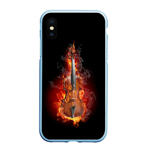 Чехол iPhone XS Max матовый Скрипка в огне / 3D-Голубой – фото 1