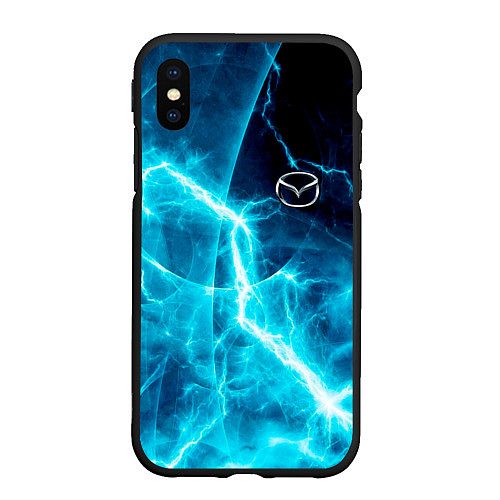 Чехол iPhone XS Max матовый Mazda - молнии / 3D-Черный – фото 1