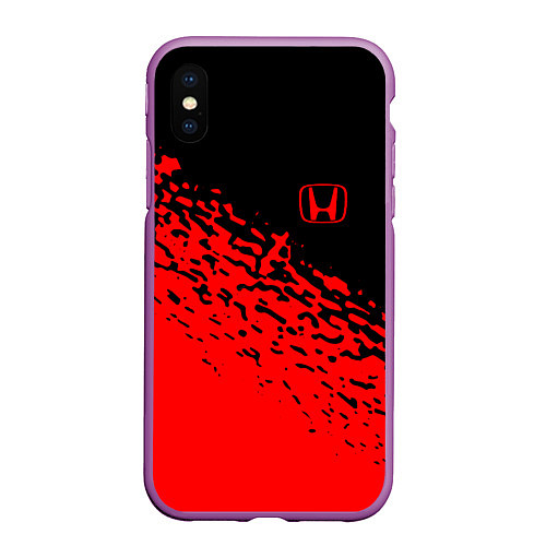 Чехол iPhone XS Max матовый Honda - красные брызги / 3D-Фиолетовый – фото 1