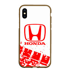 Чехол iPhone XS Max матовый Honda - красный след шины, цвет: 3D-коричневый