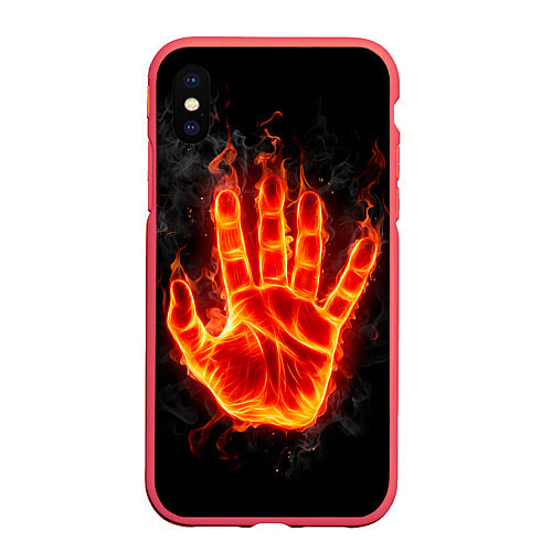Чехол iPhone XS Max матовый Ладонь из огня / 3D-Красный – фото 1