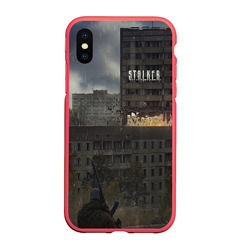 Чехол iPhone XS Max матовый STALKER Многоэтажка В Воздухе / 3D-Красный – фото 1