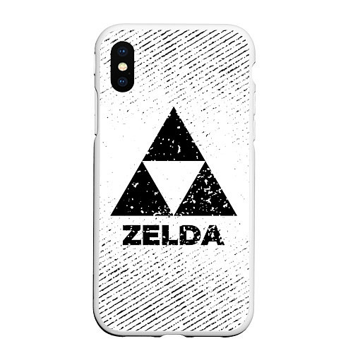 Чехол iPhone XS Max матовый Zelda с потертостями на светлом фоне / 3D-Белый – фото 1