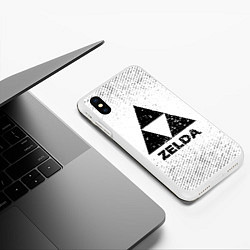 Чехол iPhone XS Max матовый Zelda с потертостями на светлом фоне, цвет: 3D-белый — фото 2