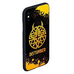 Чехол iPhone XS Max матовый Disturbed - gold gradient, цвет: 3D-черный — фото 2