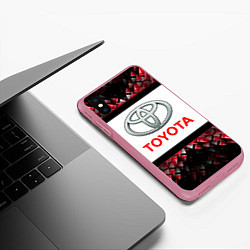 Чехол iPhone XS Max матовый Toyota - абстракция - лого, цвет: 3D-малиновый — фото 2