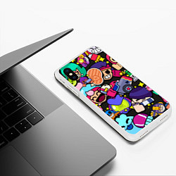 Чехол iPhone XS Max матовый Особые пины значки Бравл Старс, цвет: 3D-белый — фото 2