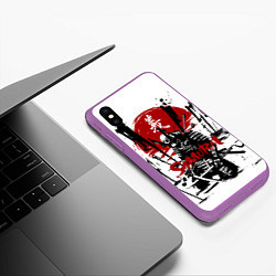Чехол iPhone XS Max матовый Самурай Ранен Стрелами, цвет: 3D-фиолетовый — фото 2