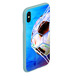 Чехол iPhone XS Max матовый Футбольный мяч в сетке ворот, цвет: 3D-мятный — фото 2