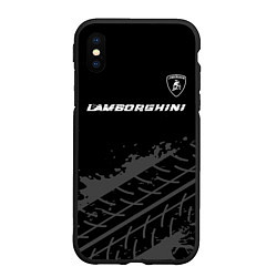 Чехол iPhone XS Max матовый Lamborghini speed на темном фоне со следами шин: с