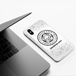 Чехол iPhone XS Max матовый Leicester City с потертостями на светлом фоне, цвет: 3D-белый — фото 2