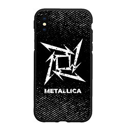 Чехол iPhone XS Max матовый Metallica с потертостями на темном фоне