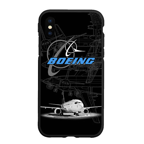 Чехол iPhone XS Max матовый Boeing 737 / 3D-Черный – фото 1