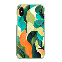 Чехол iPhone XS Max матовый Multicoloured camouflage, цвет: 3D-салатовый