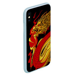 Чехол iPhone XS Max матовый Японский Золотой Дракон, цвет: 3D-голубой — фото 2