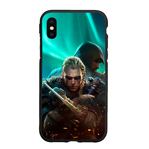 Чехол iPhone XS Max матовый Assassins Creed Valhalla art / 3D-Черный – фото 1