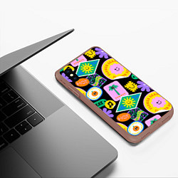 Чехол iPhone XS Max матовый Летние наклейки pop-art паттерн, цвет: 3D-коричневый — фото 2