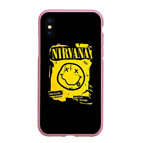 Чехол iPhone XS Max матовый Nirvana принт / 3D-Розовый – фото 1