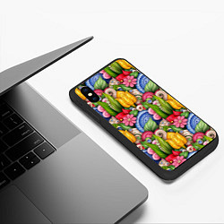Чехол iPhone XS Max матовый Тюльпаны объемные листья и цветы, цвет: 3D-черный — фото 2