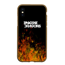 Чехол iPhone XS Max матовый Imagine Dragons - пламя, цвет: 3D-коричневый