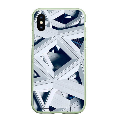 Чехол iPhone XS Max матовый Абстрактное множество металлический пластин / 3D-Салатовый – фото 1