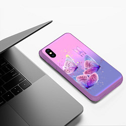 Чехол iPhone XS Max матовый BTS красивые бабочки, цвет: 3D-фиолетовый — фото 2