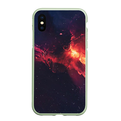 Чехол iPhone XS Max матовый Космическое пламя / 3D-Салатовый – фото 1