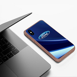 Чехол iPhone XS Max матовый Ford - абстракция, цвет: 3D-коричневый — фото 2