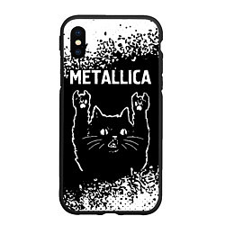 Чехол iPhone XS Max матовый Группа Metallica и рок кот