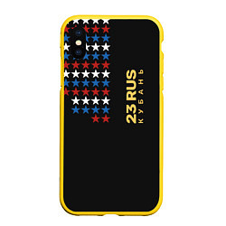 Чехол iPhone XS Max матовый 23 RUS Кубань, цвет: 3D-желтый