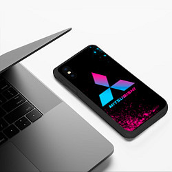 Чехол iPhone XS Max матовый Mitsubishi - neon gradient, цвет: 3D-черный — фото 2