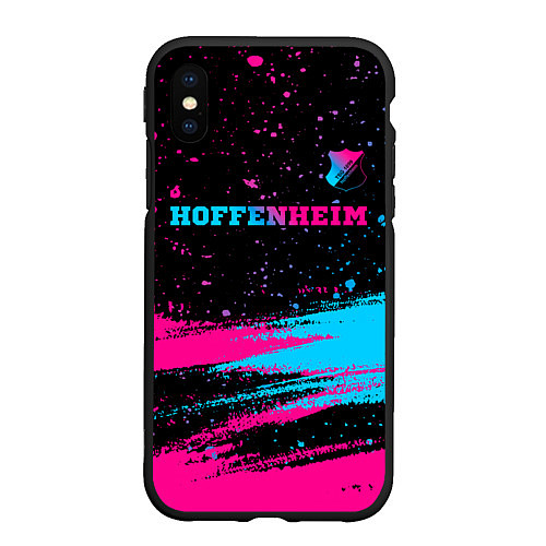 Чехол iPhone XS Max матовый Hoffenheim - neon gradient: символ сверху / 3D-Черный – фото 1