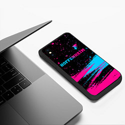 Чехол iPhone XS Max матовый Hoffenheim - neon gradient: символ сверху, цвет: 3D-черный — фото 2