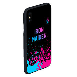 Чехол iPhone XS Max матовый Iron Maiden - neon gradient: символ сверху, цвет: 3D-черный — фото 2